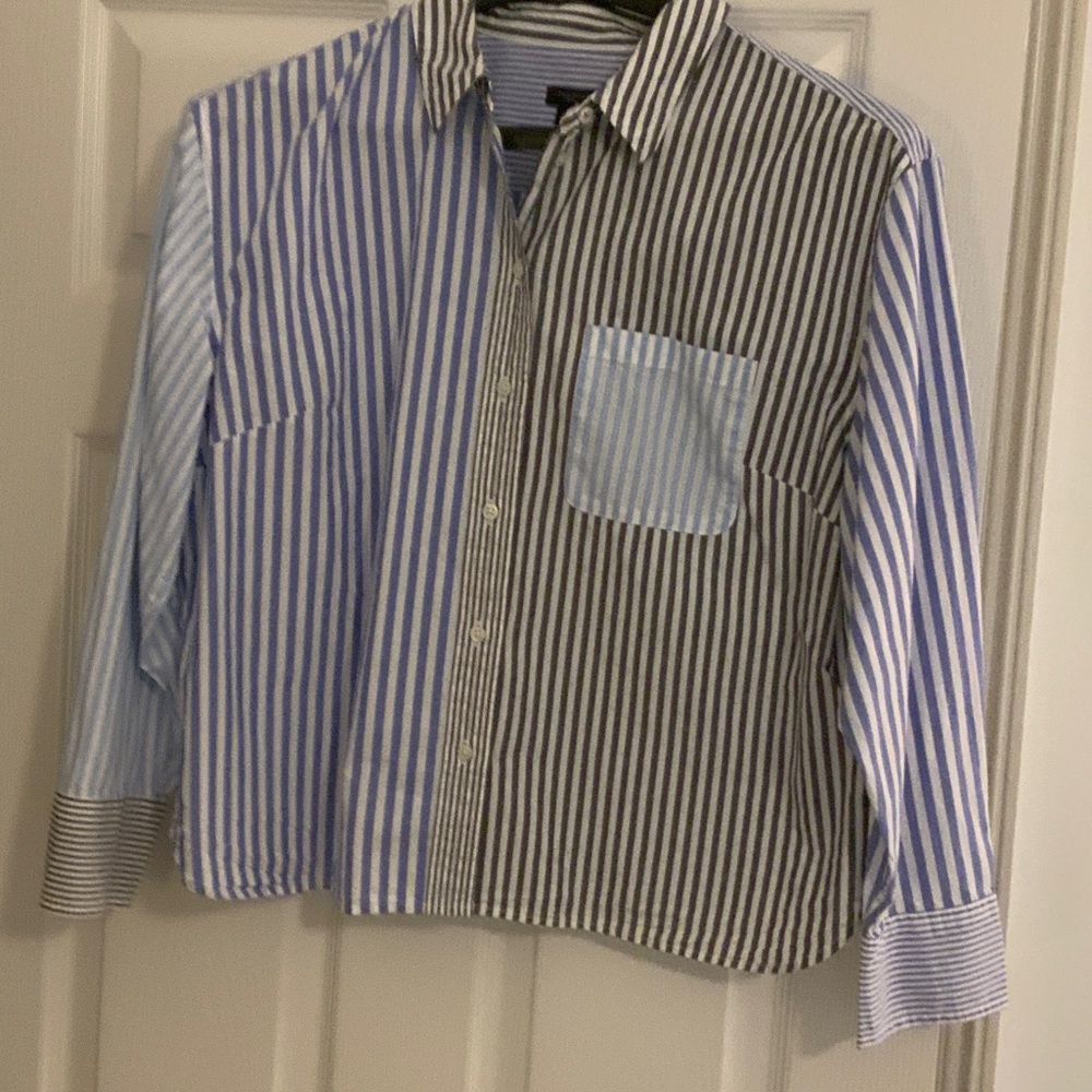 Talbots Blue and Black Striped Men's Shirt